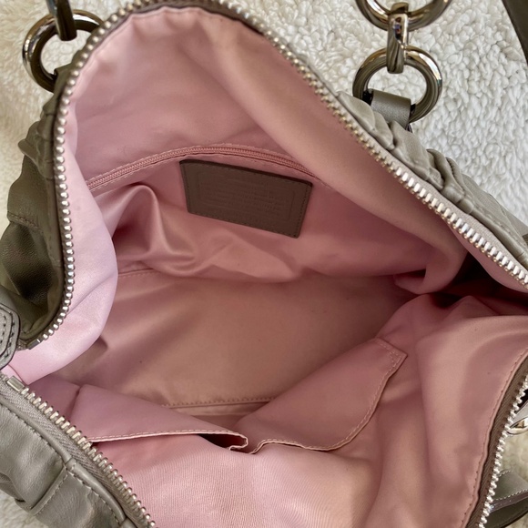 Coach Ashley Gathered Leather Satchel, Gray - Picture 3 of 7